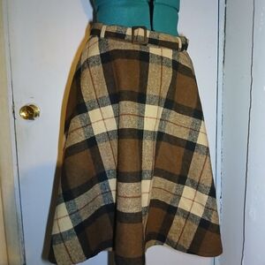 Chic Plaid A-Line Skirt with Belt